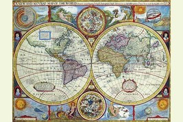 New &amp; Accurate Map of the World; a Stereographic Projection 20 x 30 Poster - £20.54 GBP