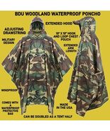 NEW WATERPROOF WOODLAND BDU MILITARY RAIN PONCHO WET WEATHER SHELTER HALF - €33,15 EUR