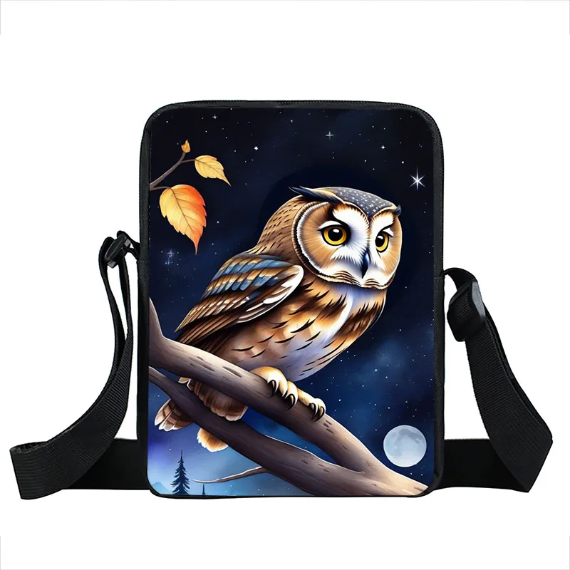 Cool Owl with Flowers Pattern Crossbody Bag Coloful Owl Handbag Phone Ke... - $21.51