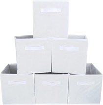 Ezoware Set Of 6 Foldable Fabric Basket Bin Collapsible Storage Cube For, White - £31.96 GBP