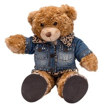 Build A Bear Teddy Plush 16&quot; Brown Blue Jacket Skirt Shoes Leopard Print... - £18.57 GBP