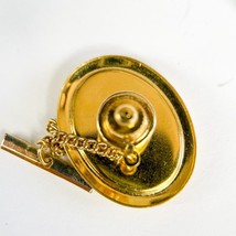 Vintage Gold Tone OvalOwl Neck Tie Tack Lapel Pin Handpainted - £23.66 GBP