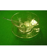 -Magnicent Copper Wheel Cut RELISH DISH with GLASS SPOON................... - $6.24