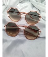 2 Rare Vintage Octagon Sunglasses Foster Grant Rosegold Frame Hippy MCM ... - $346.49