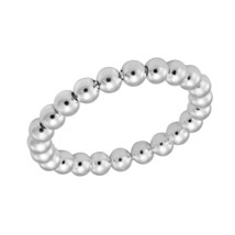 Shiny Linked Spheres of Sterling Silver Beaded Band Ring-8 - £12.42 GBP