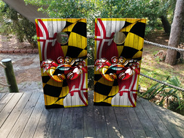 Waterproof Cornhole Wraps / Maryland Flag with a Crab  / Baltimore / Lam... - $85.00