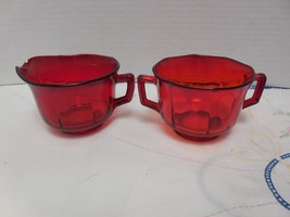 Imperial Glass &quot;Molly&quot; Ruby Line 725 Creamer and Sugar Bowl - Octagon - $25.20