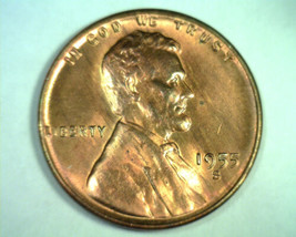 1955-S LINCOLN CENT PENNY GEM UNCIRCULATED TONED GEM UNC. NICE ORIGINAL ... - $19.00