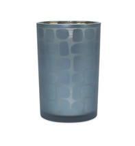 Set of Two Navy Blue Glass Abstract Tabletop Tealight Candle Holders - $1,666.48 MXN