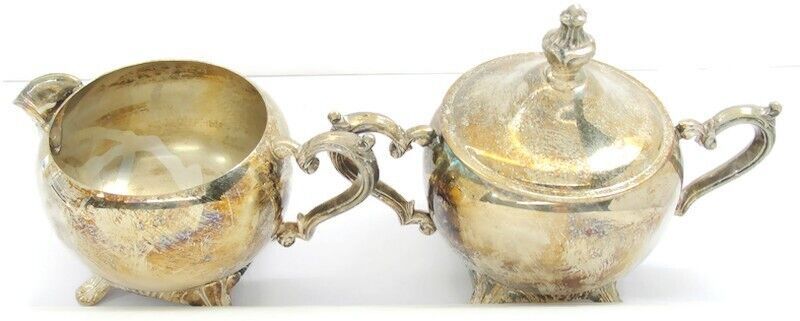 Primary image for Vintage Silver Plated Sugar With Lid and Creamer Set