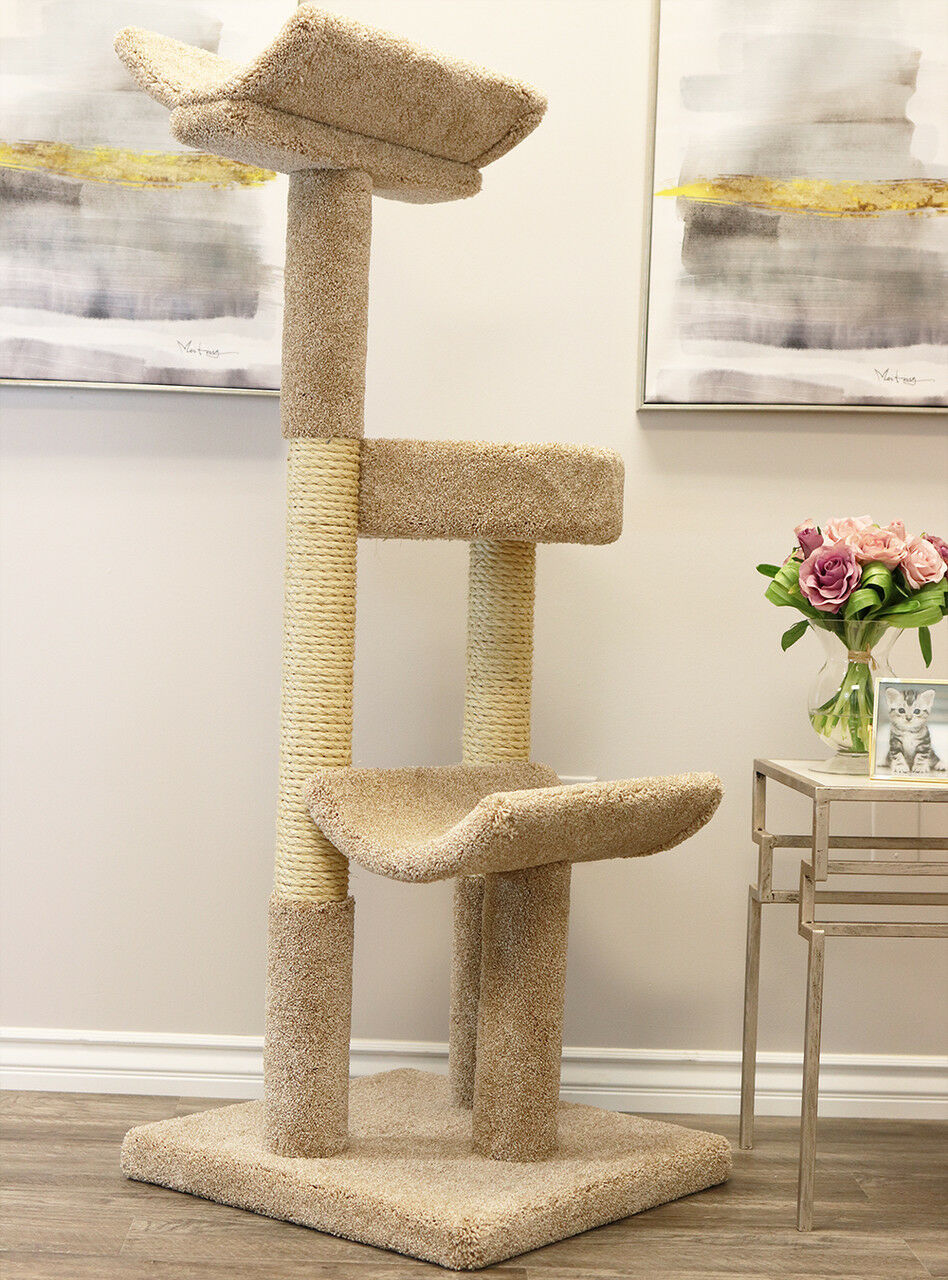 PRESTIGE CAT SOLID WOOD DOUBLE SCRATCHING POST TOWER-*FREE SHIPPING IN U.S..* - $209.95