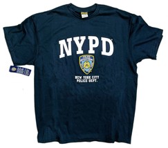 NYPD Officially Licensed Men&#39;s Police Tee Logo and Shield T-Shirt Navy Blue - £15.18 GBP+