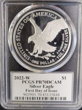 2022 W- American Silver Eagle- PR70 UC- FDOI- Emily Damstra Signed - £189.28 GBP