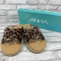 ANNA Women&#39;s Slide On Sandals Wheel Leopard Pony Hair Criss Cross New In... - £15.67 GBP
