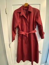 Vintage Red London Fog Women&#39;s Trench Belt Button Coat Size 10 Petite - £25.52 GBP