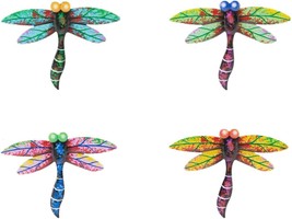 Metal Dragonfly Wall Decor Small Colorful 4PCS for Outside Indoor Outdoo... - £17.99 GBP