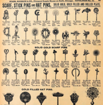 1969 Scarf Stick Pins Hat Pins 1901 Repro Advertisement Sears Jewelry DW... - $19.99