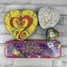 Brighton Jewelry Tins Gift Boxes Lot of 4 Rectangle &amp; Heart Shapes Lot #10 - £12.82 GBP