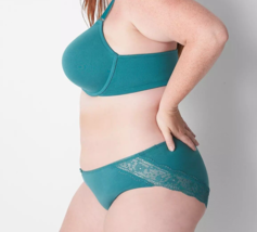 Lane Bryant CACIQUE Cotton HIPSTER Panty Lace TEAL BLUE Green Plus Size ... - $15.03