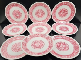 9 Syracuse China Strawberry Hill Pink Luncheon Plates Set Vintage Restaurant Lot - £69.53 GBP