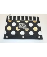 Justice Girls Polka Dots Pencil Pouch Case Bag Black White Gold New - £9.65 GBP