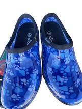 New Sloggers Blue paw print Dog Cat Garden Shoes Nursing Clogs Sz 7 Xmas... - $17.77