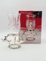 Godinger Silve Plate Crystal Candle Holder Holiday Collection Triple Reindeer - $84.11