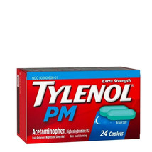Tylenol PM Extra Strength Pain Reliever &amp; Sleep Aid 24 Caplets Exp 2025 - £11.67 GBP