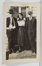 Rppc c1920 Trio Woman &amp; Two Gents One in the Style Peaky Blinders Postca... - £11.96 GBP