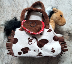 Plush Pony Purse!  Great for Kids!  Cow print purse with Buckskin Horse Plush - £11.84 GBP
