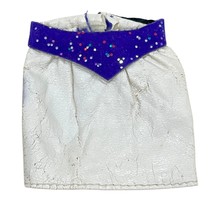 Vintage Faux Leather White Doll Skirt With Purple Sequin Waistband - $4.80
