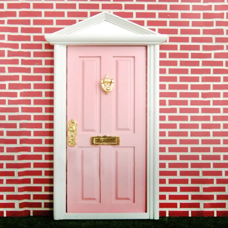 1:12 Scale Dollhouse Miniature Wood Fairy Door Knocker Doorplate Lock Key - £13.56 GBP