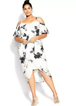 City Chic Crème Floral Fit &amp; Flare Robe Grand - UK 20 Grande Taille (fm47-8) - £29.64 GBP