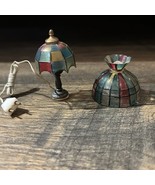 Vintage Doll House Miniature Tiffany Style Lamp &amp; Lamp Shade Dollhouse - $364.83 MXN
