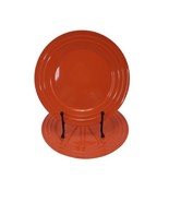 RACHAEL RAY Double Ridge Tangerine Orange Solid Dinner Plates L008 Set of 2 - $19.78