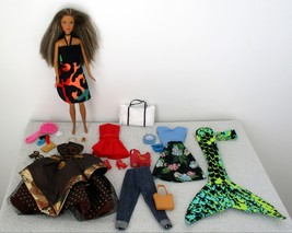 Tan Barbie w/Brown Hair, Green Eyes, Black Choker Ensemble Collection - $417.85 MXN