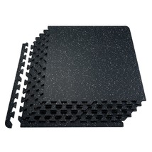 VEVOR 0.56&quot; Thick Gym Floor Mats 6 Tiles Rubber Top with EVA Foam Black &amp; White - £80.53 GBP