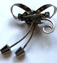 Vintage Silver-Tone Bow Brooch Pin - £6.81 GBP