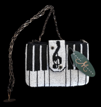 Mary Frances Keyed Up Piano Crossbody Purse Handmade Beaded Bag EUC Blac... - $199.99