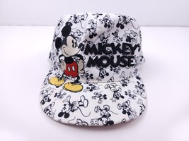 Disney Parks Mickey Mouse All Over Print White Black Adjustable Hat Cap ... - £19.97 GBP
