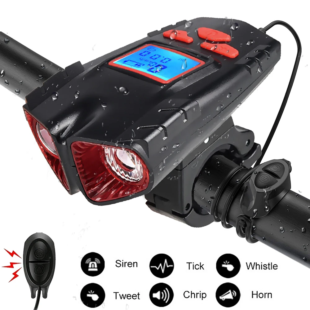 Bicycle Light USB Bike Front Light Flashlight with Computer Speedometer and - £17.64 GBP+