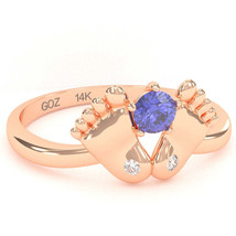 Baby Feet Tanzanite Diamond Ring In 14k Rose Gold - £254.94 GBP