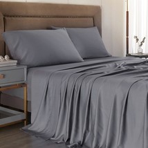 100% Bamboo Sheets King Size, 18-24 Inch Extra Deep Pocket Grey Bamboo Bed Sheet - £115.09 GBP