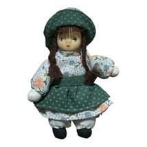 Porcelain Doll Girl Handmade Soft Body Country Style Green Clothes 5&quot; - £7.47 GBP