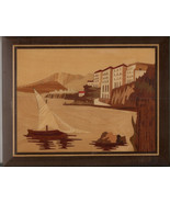 La Botteguccia Set Of Four Inlaid Wood Wall Placques Mediterranean Harbo... - $65.00