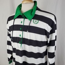 Vintage Hang Ten Long Sleeve Pullover 1/4 Button Polo Shirt Medium Collar Cinch - £23.69 GBP