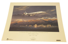 Air France 1st Reno To Paris 1993 Concorde Airplane Flight Commemorative Poster - £43.82 GBP