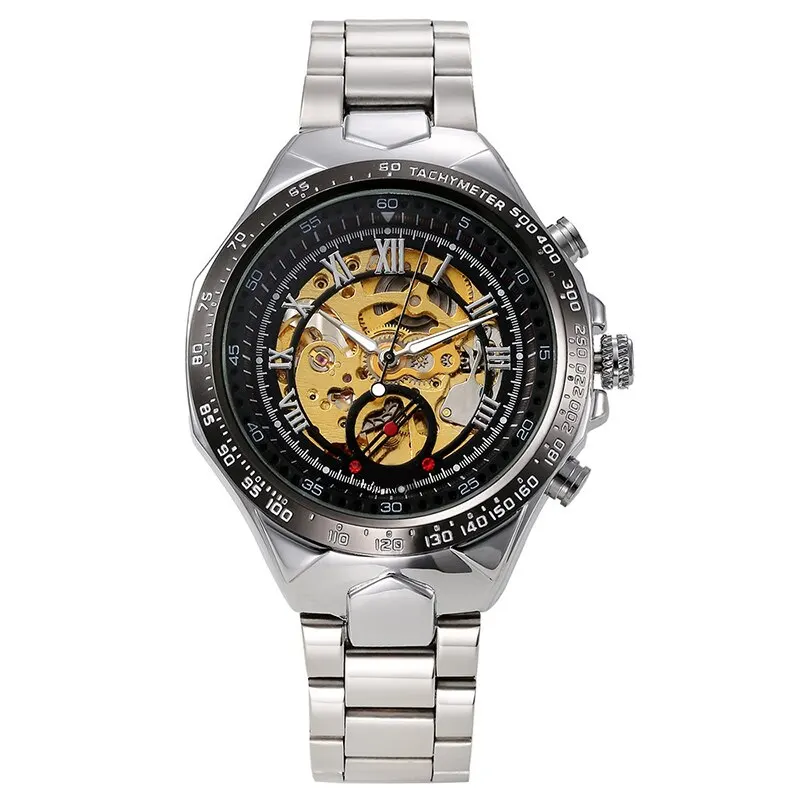 Automatic Mechanical Watch Men Luxury Brand Gift for Male with Gold Rhin... - £73.90 GBP