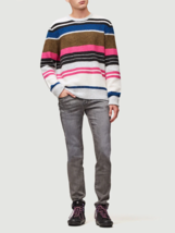 FRAME Crewneck Alpaca Blend Sweater Small Black Ivory Multi Stripe SZ S NEW - £78.90 GBP