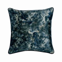 Decorative 16&quot;x16&quot; Printed Blue Printed Velvet Pillows For Couch, Deeper Blue - £20.86 GBP+